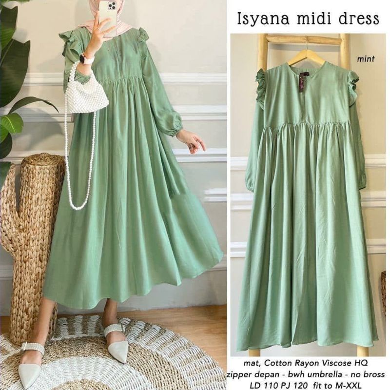 Isyana MIDI DRESS#maxi#blouse wanita#dress#gamis#tunik#
