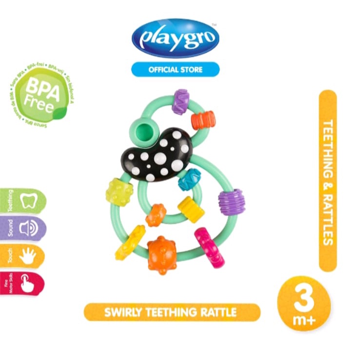 Playgro Spinning Triangle / Swirly Sensory Rattle Bayi