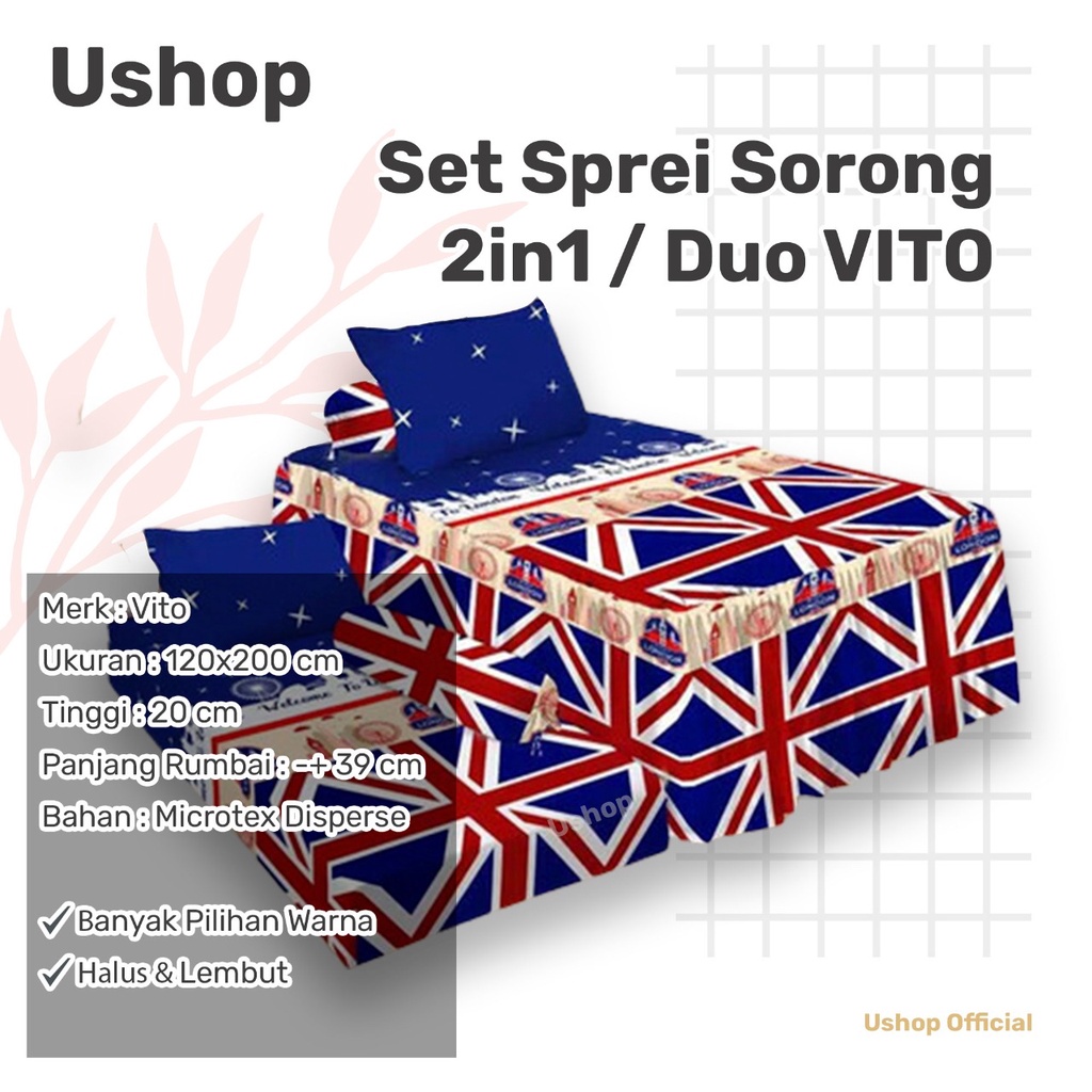 VITO Sprei DUO 120x200 Sorong / 2IN1 | Alphabet Animal Duck BTS Star Flamingo world Yellow Duck Gucc