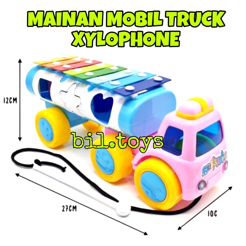 MAINAN EDUKASI ALAT MUSIK MOBIL XYLOPHONE DAN PUZZLE PENYORTIR BENTUK MAINAN MOBIL GAMBANG TRUCK XYLOPHONE EDUKASI AU01