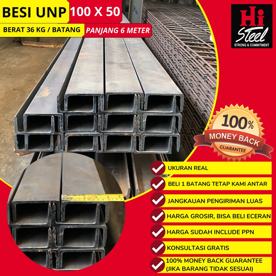 Besi UNP 100 X 50 X 2.9mm X 6m