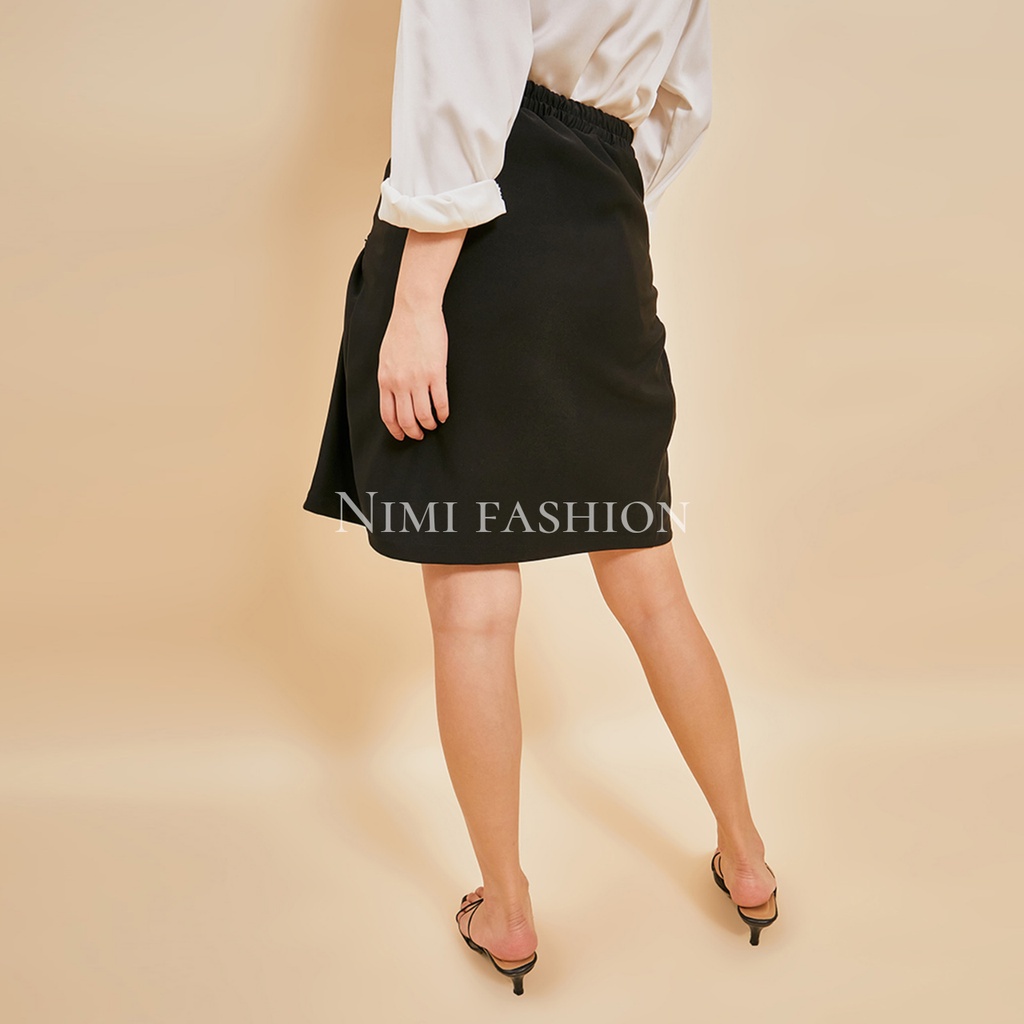 NIMI - 761 Midi Skirt Rok Mini Korea Rok Pendek Payung Scuba Wanita kekinian