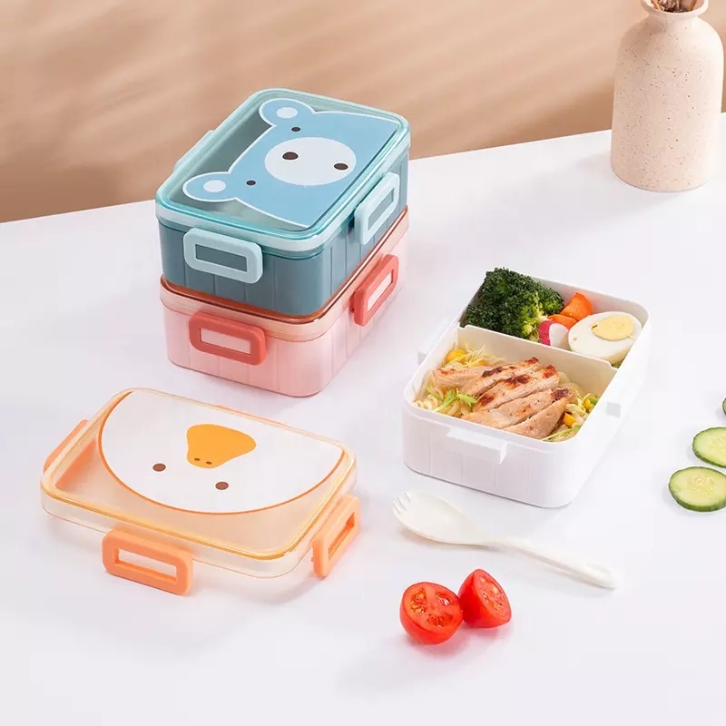 DEOS LUNCHBOX KOTAK MAKAN KARAKTER BERUANG BEBEK PINGUIN 2 SEKAT 2518-17