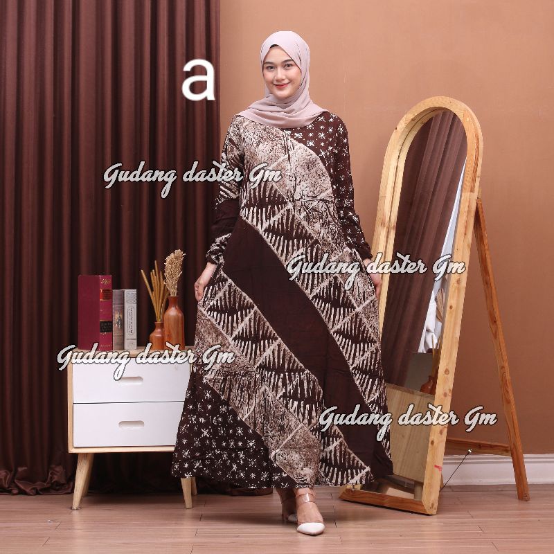 Gamis rayon cap lilin asli . motif madongan ld 110