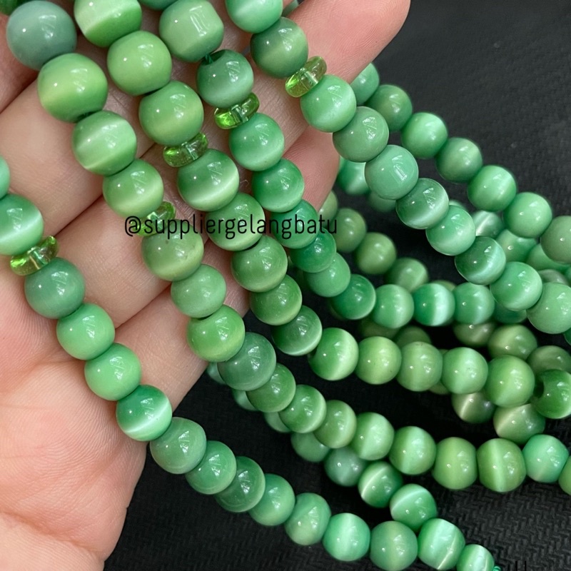 LIMITED EDITION TASBIH TANGAN CAT EYE STONE 33butir 8mm Green &amp; Grey Premium