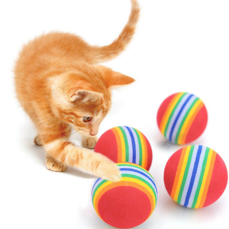 MAINAN INTERAKTIF BOLA PELANGI KUCING 3,5 CM || RAINBOW BALL CAT || BOLA KUCING