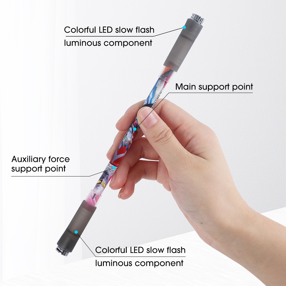 Pulpen Putar Dengan Lampu LED Motif Kartun Untuk Pelajar / Dewasa