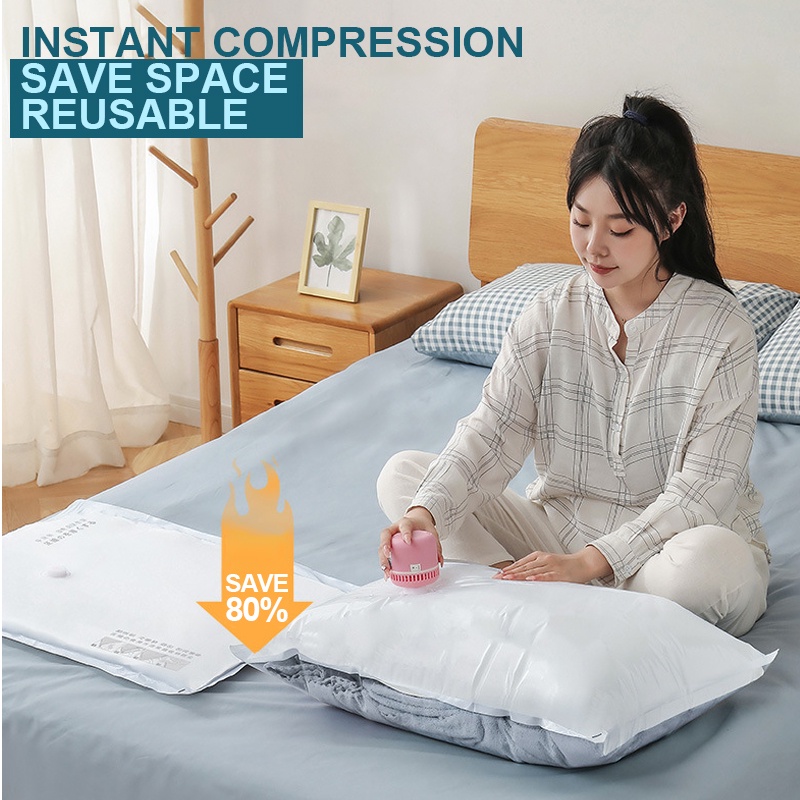 Plastik Vacum Pakaian Plastik Vacum Bag Plastic Travel Vakum Baju Pakaian selimut bedcover plastik Jaket Bantal Guling Laundry Bag Storage Keranjang Pakaian / Vacuum Compression Bag Kantong Plastik Vacum