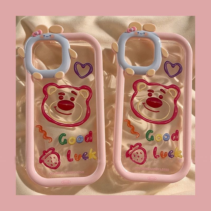 Case Transparan Motif Kepala Beruang Strawberry Untuk iPhone 12 13 11 Pro Max X Xs Max Xr rkihrr5