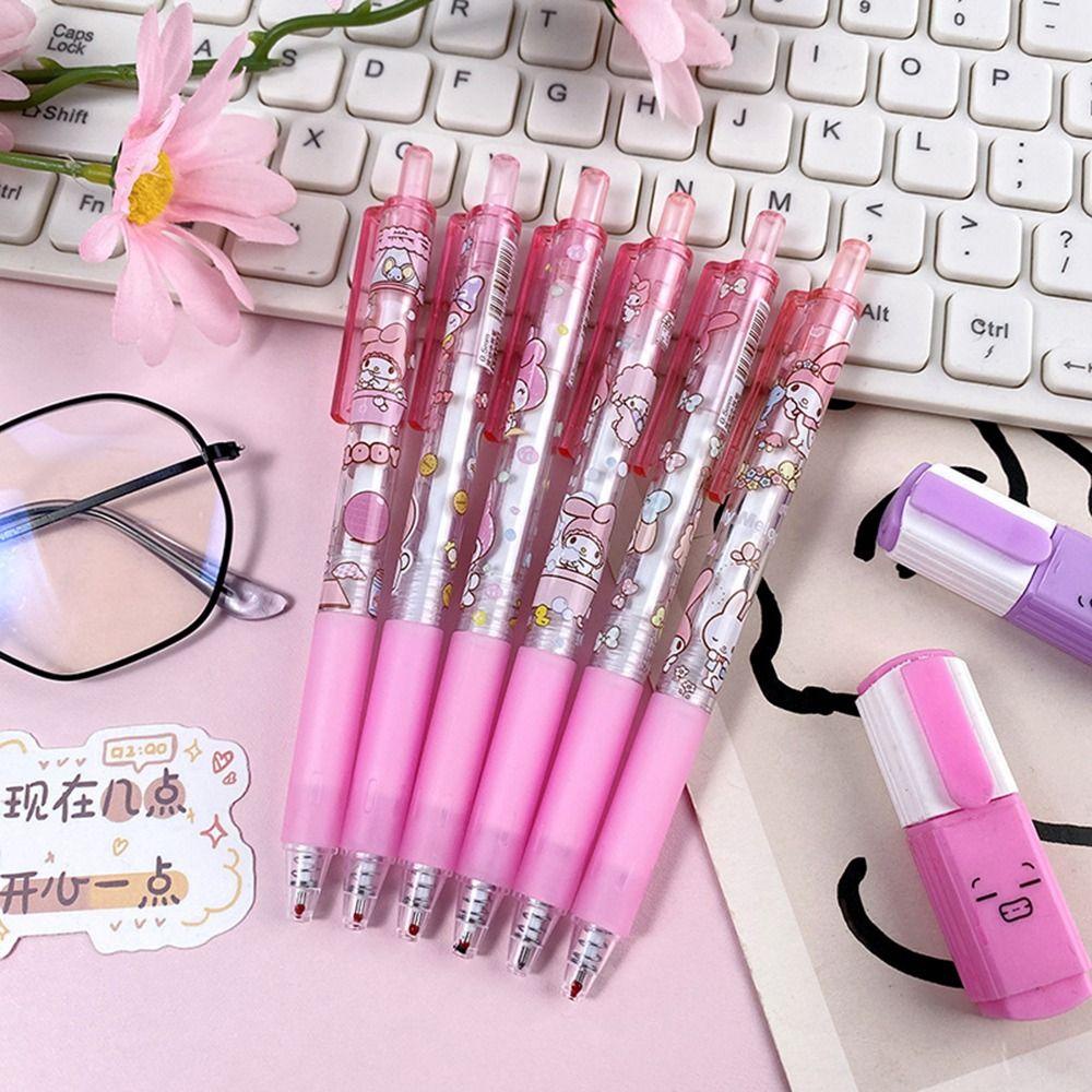Lanfy Kartun Gel Pulpen 6 Pcs/set Aksesoris Kantor Perlengkapan Sekolah Menulis Pulpen Anime My Melody Alat Tulis Hitam 0.5mm Pen Penandatanganan