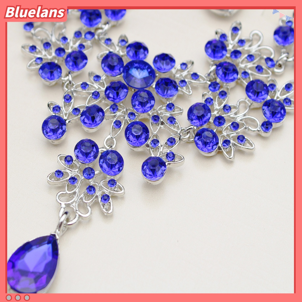 Bluelans Set Perhiasan Kalung Anting Wanita Dengan Liontin Bunga Bahan Akrilik Untuk Pesta Pernikahan