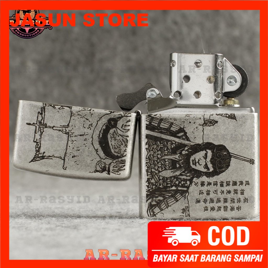 Bisa COD! Korek Api Minyak Zippo Silver Motif Kera Sakti Sunggokong 121FB
