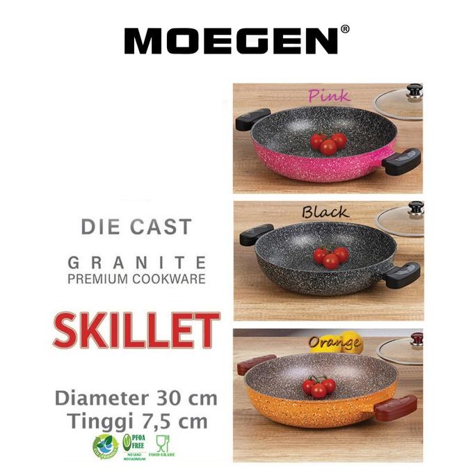 TERMURAH MOEGEN GERMANY SKILLET 30CM GRANITE ORANGE ANTI LENGKET ORIGINAL /PERALATAN MASAK SET/PANCI