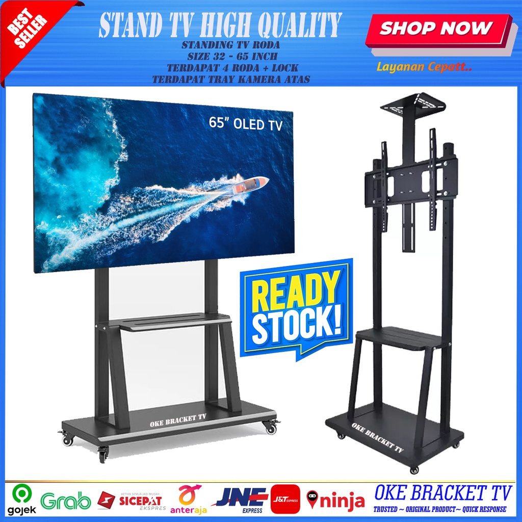 bracket tv stand roda dorong 70 65 60 55 50 49 43 40 inch/standing tv