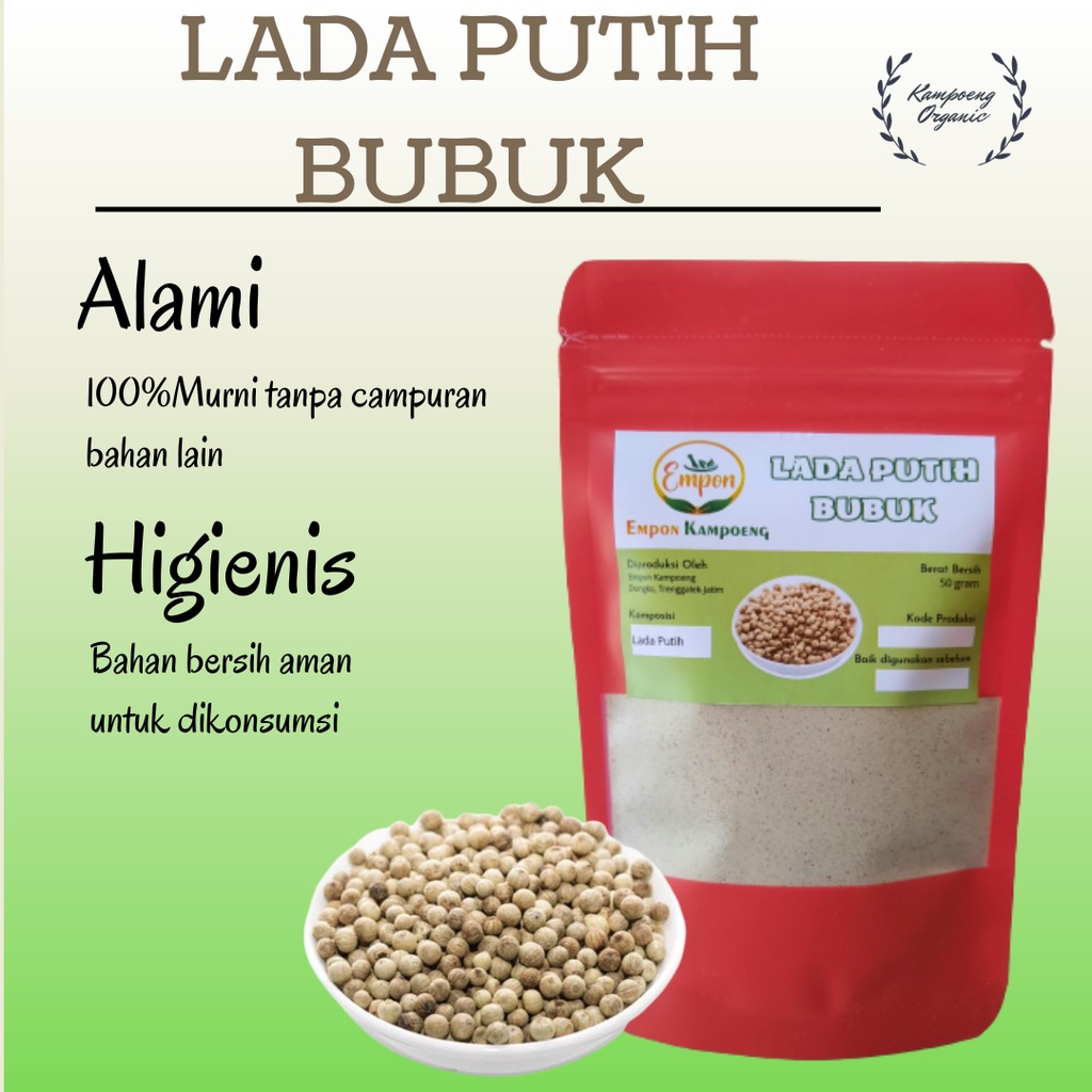 

Rempah Merica Lada Putih Bubuk Serbuk Asli Alami Murni White Pepper Powder Bahan Makanan Pokok Bumbu Dapur Masak Masakan Instan