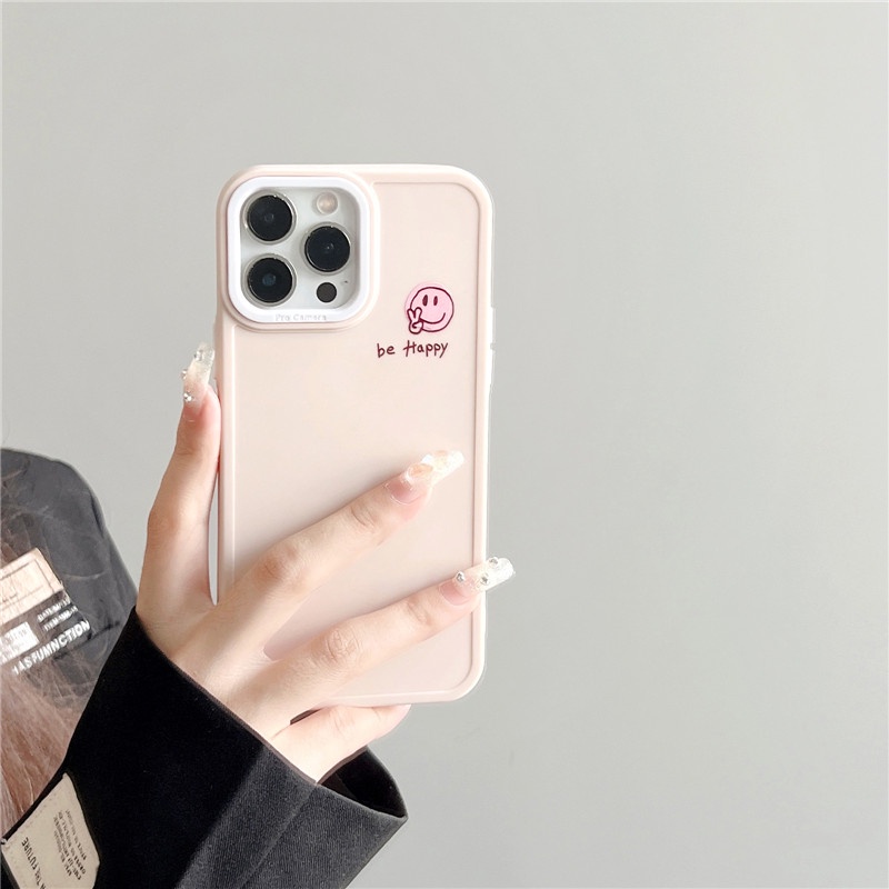 Soft Case Bahan Silikon TPU Warna Permen Desain Kartun Smiling Face Untuk IPhone 14 13 12 11 Pro Max