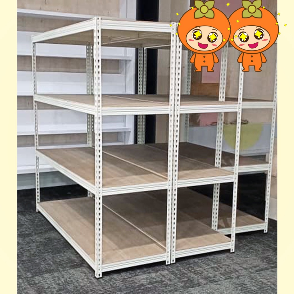 weyon sakura Rak Besi gudang rak besi Susun boltless  siku shelves 5 tingkat Gratis kaki karet x 8PCS(XXZWJ)