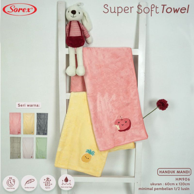 Sorex Towel HM 906 Handuk Mandi Dewasa Super Soft Towel Lembut Daya Serap Tinggi Corak Buah