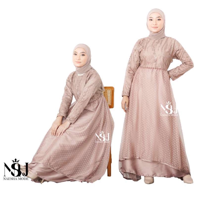 Dress Brokat Tille Mewah Dewasa Kondangan Baju Dotti Brokat Wanita Remaja Baju Brokat Dress Wanita P