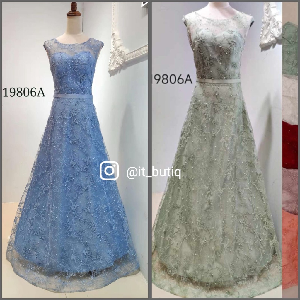 longdress pesta biru hijau tosca sage green pink rose gold merah maroon - dress bridal bridesmaid FI