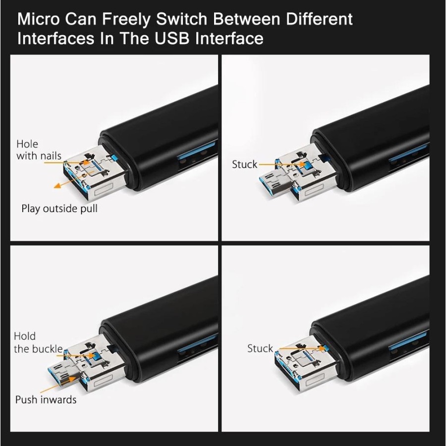 OTG USB 2IN1 MICRO USB / TYPE C CARD READER FUNCTION