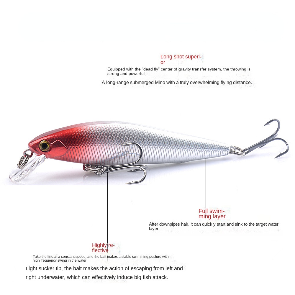 Umpan Pancing Sinking Minnow 7g/10g/14g Murah Casting Umpan Fishing Bait 3D Eyes Swimbait Fishing Lure Ikan Kail Bass Wobbler Tackle