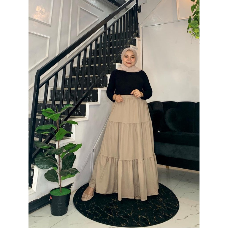 ROK POLOS TINGKAT HAYGET SUPER//ROK SUSUN MAXI WANITA