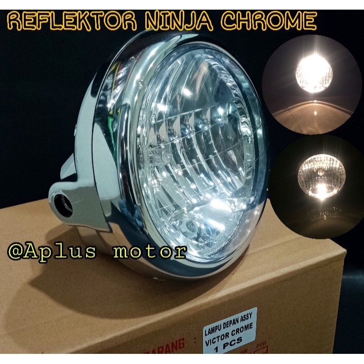 LAMPU DEPAN NINJA SS HEAD LAMP NINJA SS BULAT CHROME KOMPLIT BOLA LAMPU FITTING LAMPU