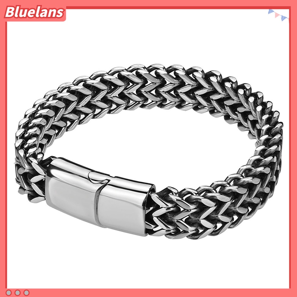 Gelang Rantai Kepang Bahan Titanium Steel Untuk Pria