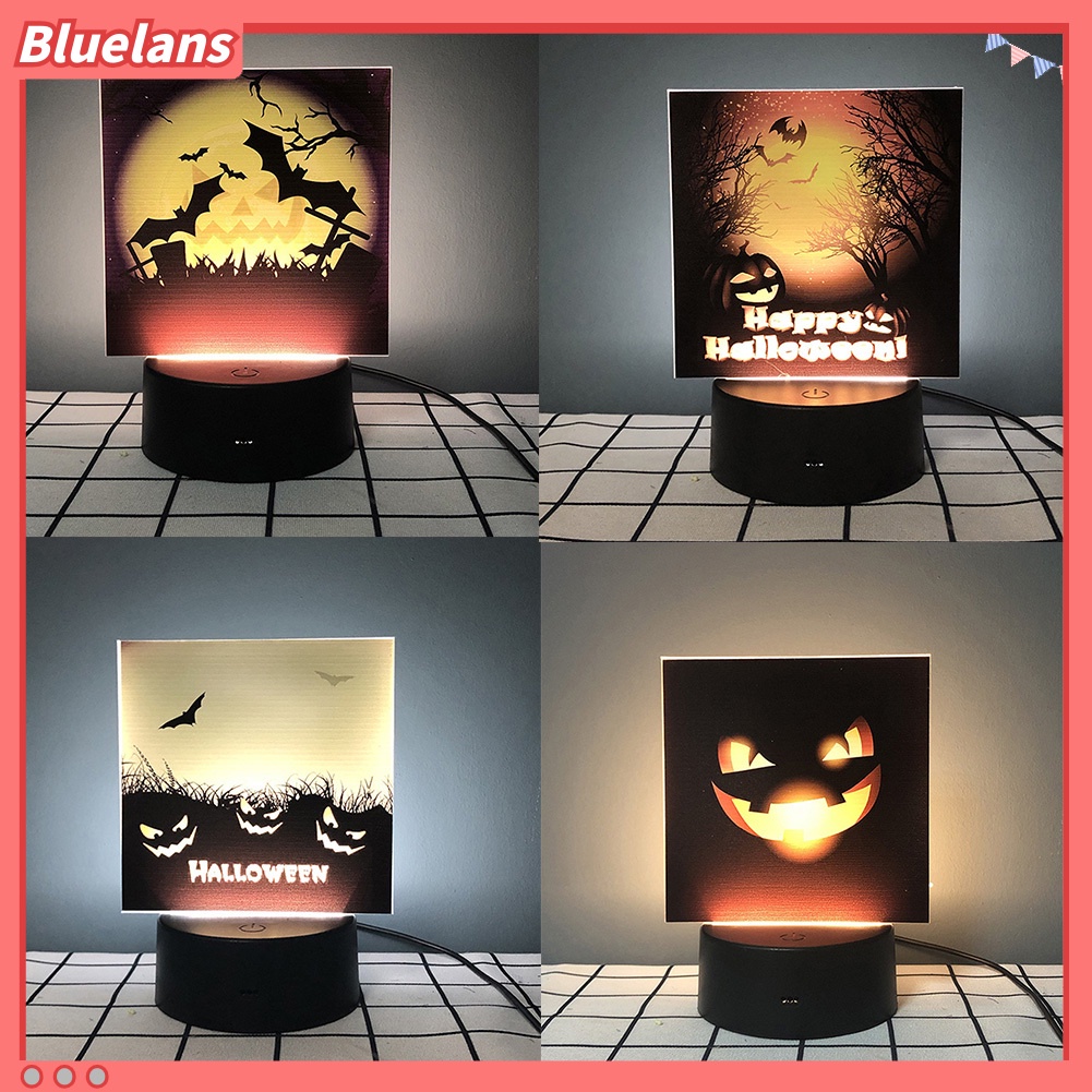 Lampu Malam LED Bentuk Labu Kelelawar Penyihir Untuk Ornamen Halloween