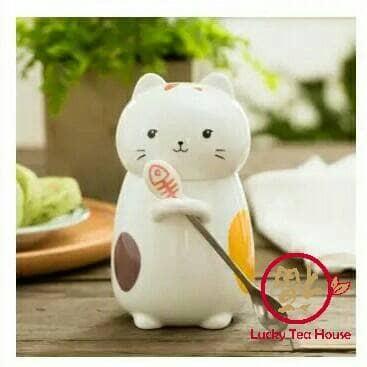 Mug cangkir gelas kopi keramik bentuk kucing cat 3D