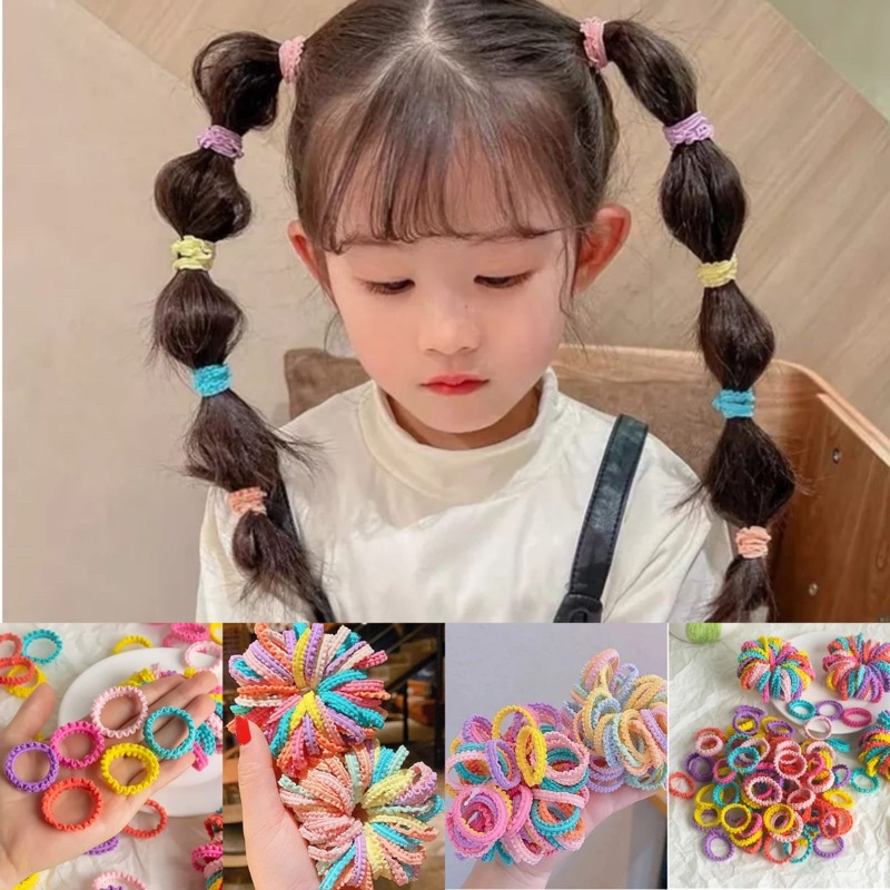 50 Pcs Karet Rambut Ponytail Elastis Warna-Warni Ukuran 3cm Untuk Wanita-20PC KUNCIR POLOS JS