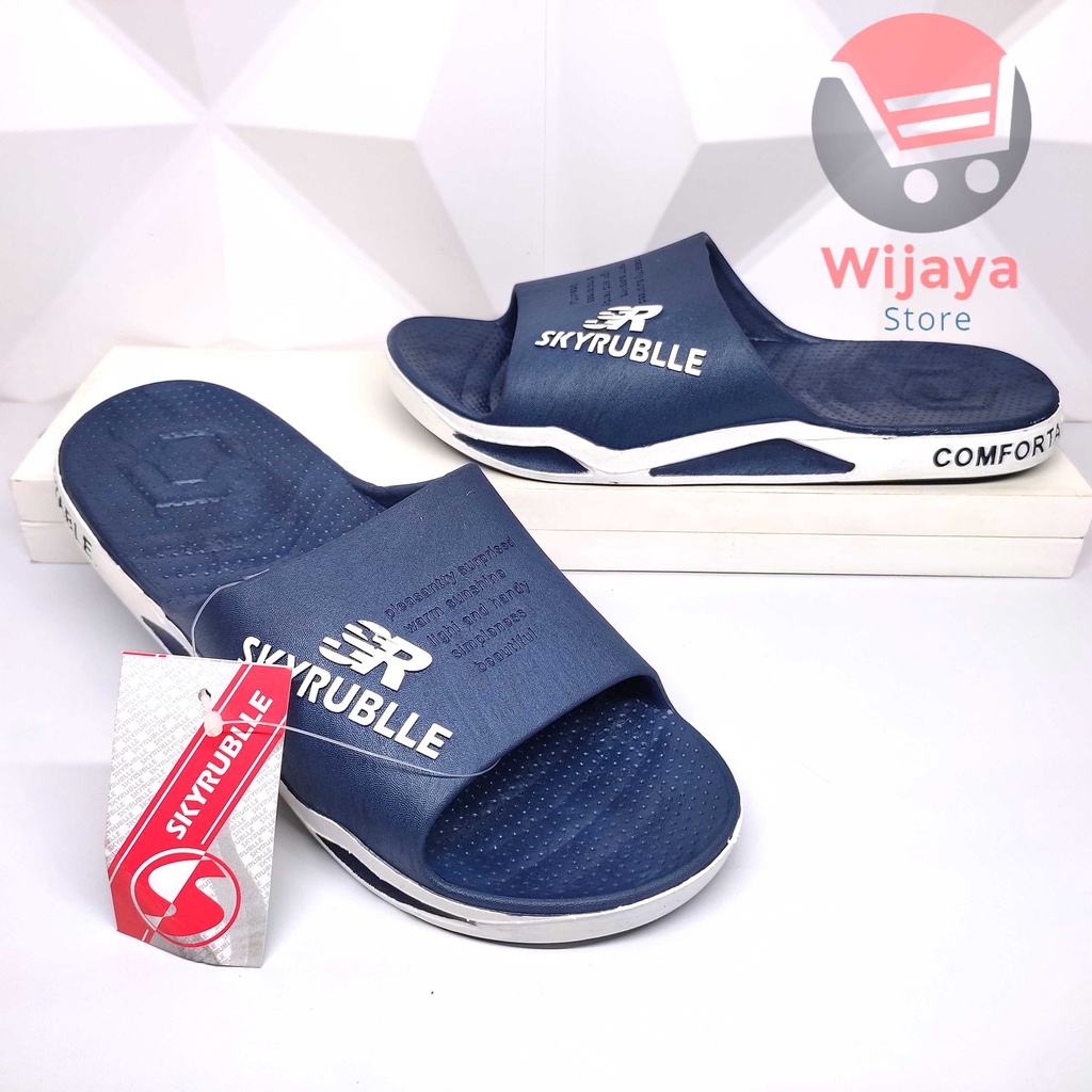 Sandal Selop Pria SKYRUBBLE 408 Sendal Slide Full Karet Senyawa Trendy untuk Aktivitas Sehari-hari