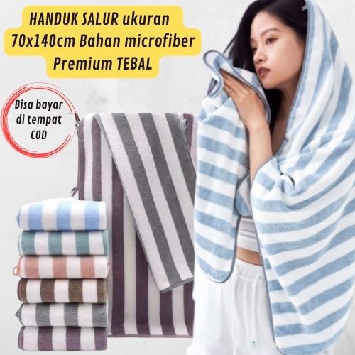 Handuk Mandi Salur Dewasa ukuran 70x140cm bahan microfiber Serap Air/ Handuk salur/handuk dewasa TERMURAH