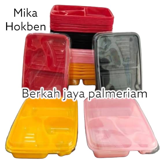 MIKA BENTO BINTANG / MIKA BENTO / TRAY HOKBEN / MIKA WARNA / MIKA SKAT 4 + Tutup Per PCS