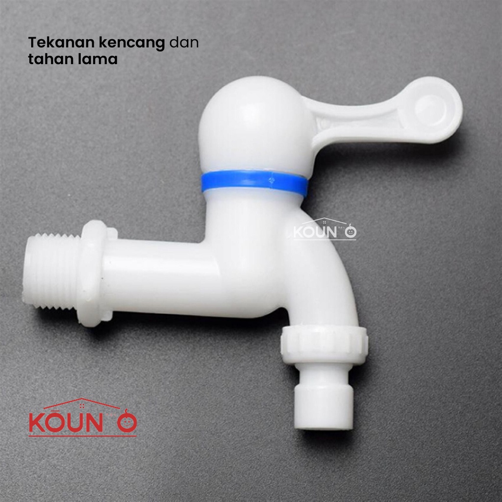 Kran Air Plastik Kamar Mandi Bahan Plastik PVC 1/2 inch Model Engkol Kran Air Cuci Piring