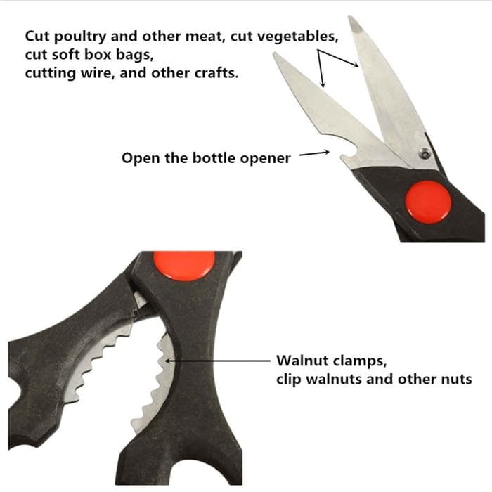 3in1 Gunting Dapur Serbaguna MultiFungsi Gunting Daging Pemecah Cangkang Pembuka Botol