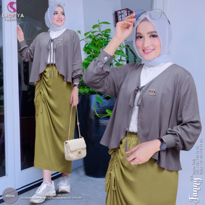 [READY] FANNY SET BY SHOFIYA SETELAN WANITA MUSLIM OUTER ROK