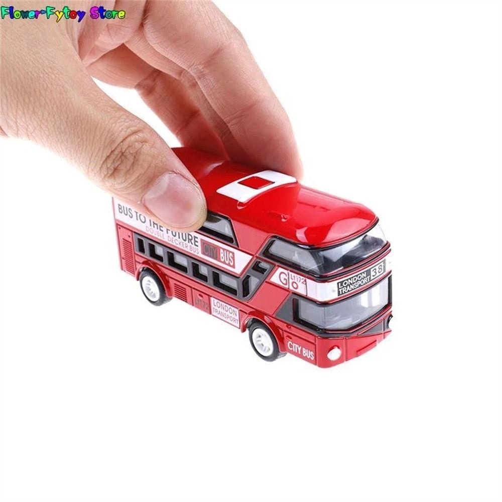 Needway   Diecast Cars Mainan 4roda Hadiah Untuk Anak Laki-Laki Set Kendaraan Mainan Kota Wisata Mobil Car Model Bis Kedip Dengan Musik Double Decker Bus