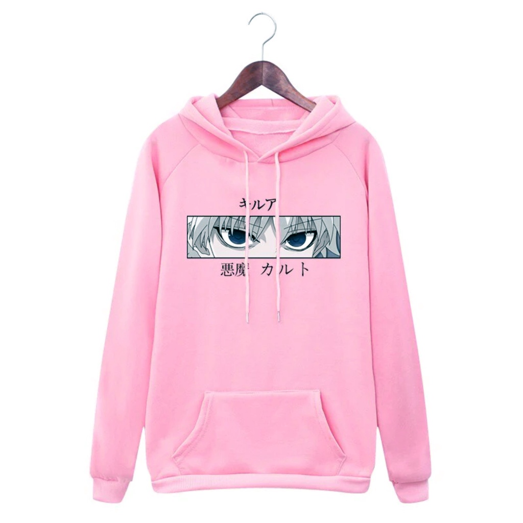 FenishaStore Sweater Hoodie Wanita Anime Killua Zoldyck Devil Eye size M-L-XL-XXL Bisa Bayar Ditempat COD