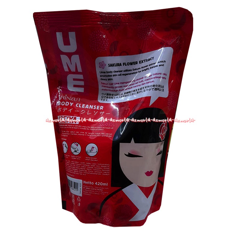 Ume Shinzui 450ml Body Cleanser Iam Keiko Pink Ungu Merah Sabun Cair Refill Sinzui Shinzu'i Umme