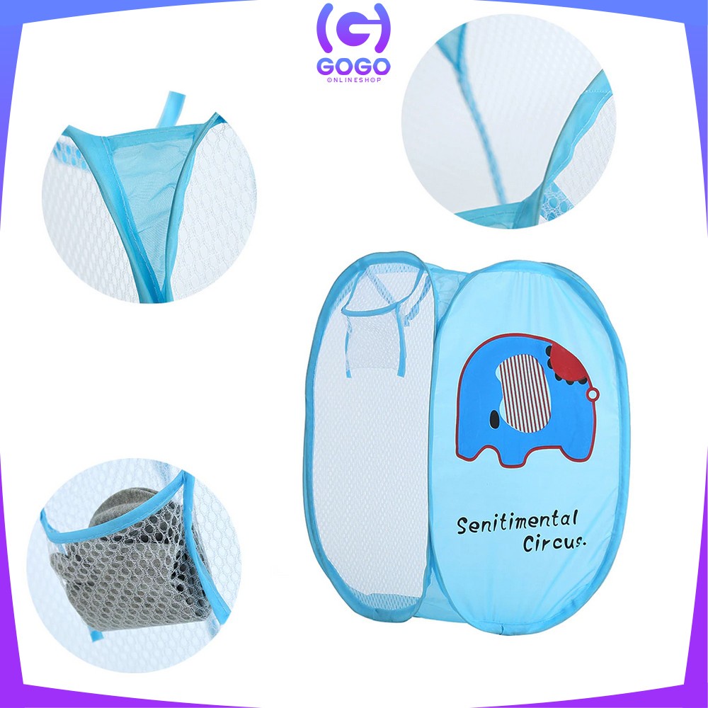 GOGO-C500 Keranjang Baju Kotor Lipat Karakter/ Laundry Bag Keranjang Cucian / Keranjang Portable Serbaguna