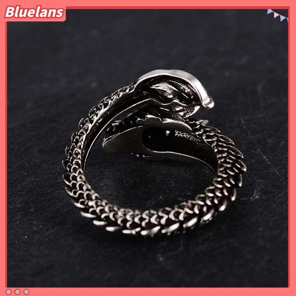 Bluelans Unisex Retro Chinese Dragon Carved Adjustable Opening Finger Ring Jewelry Gift