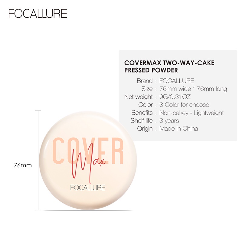 FOCALLURE Oil-Control Bedak Padat Fine Power Bedak Padat Glowing Tahan Air Dan Tahan Lama FA155