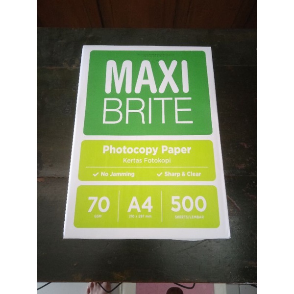 

kertas HVS A4 Maxi brite 70gsm per rim isi 500 lembar