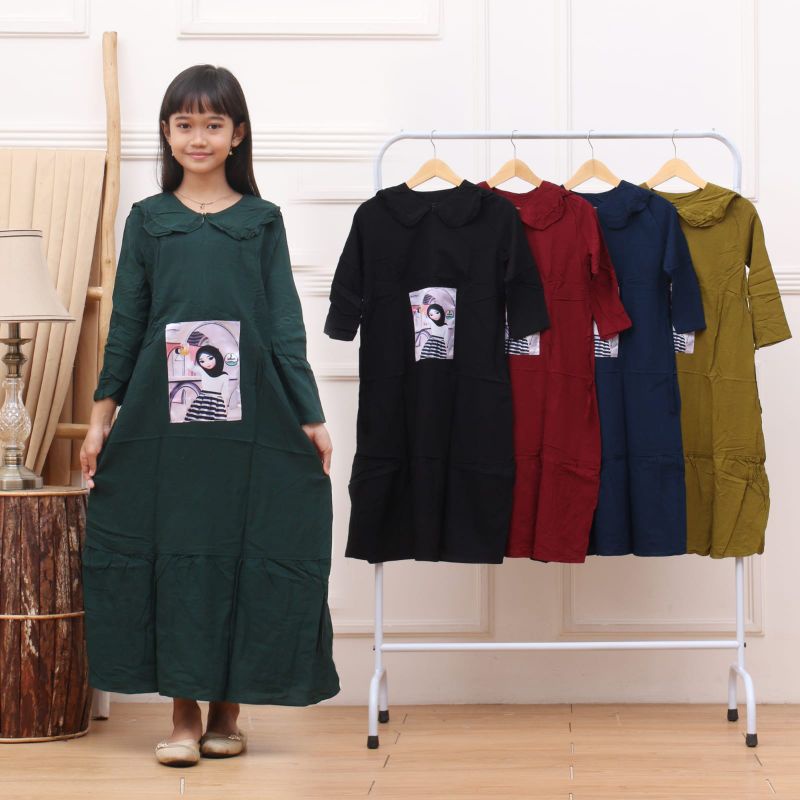 (COD) GAMIS DRESS ANAK TERBARU EMBLEB VIRAL 2023 REALPICK ORIGINAL//GAMIS ANAK SD TERBARU USIA 10-12 TAHUN