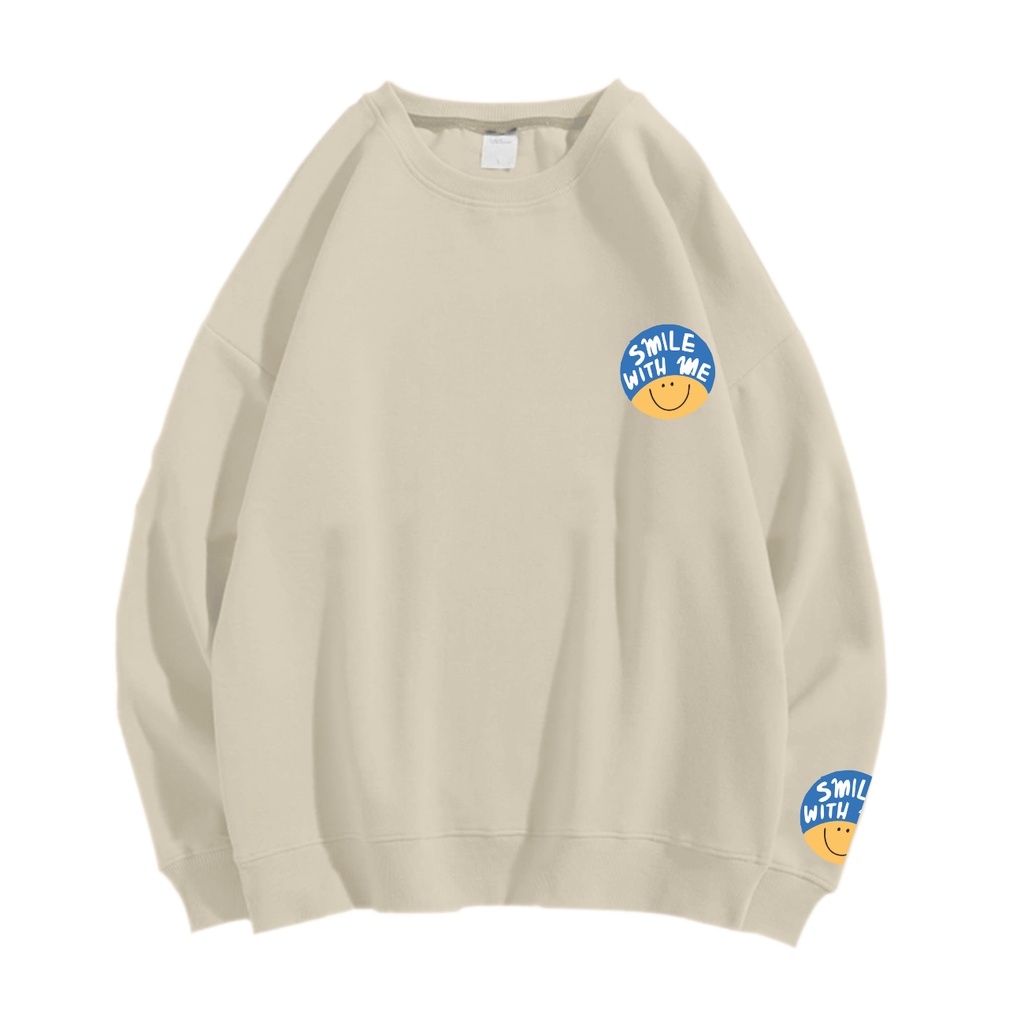 SWEATER SMILE WITH ME CREWNECK PRIA WANITA Size M-XXL ANAIRA