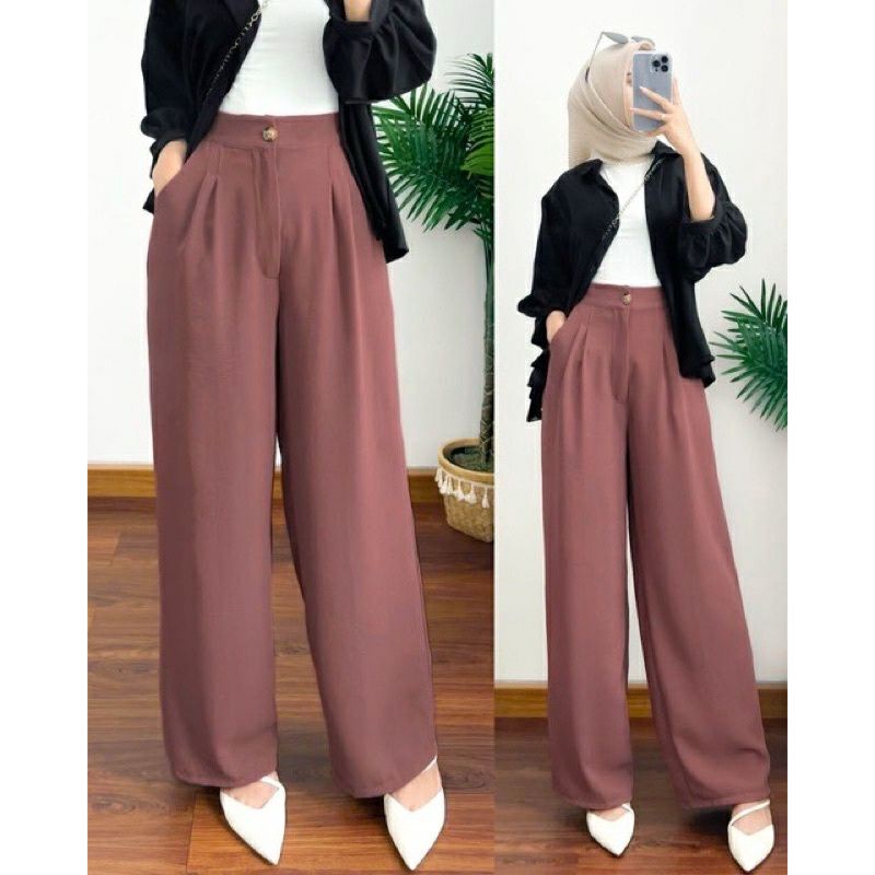 HIGHWAIST LOOSE PANTS CRINGKLE | HIGHWAIST KULOT LOOSE