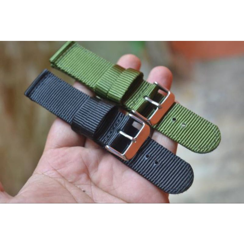 Strap tali jam tangan Kanvas bagus hitam dan hijau