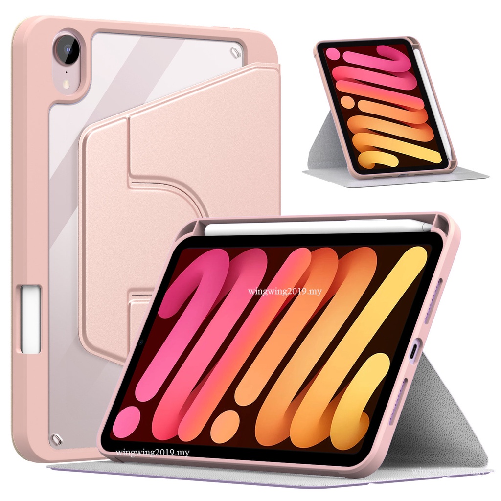 Casing Soft Case TPU Transparan Rotasi 360 ° + Holder Pensil Untuk iPad Mini 6th Gen 8.3 &quot;2021&quot;